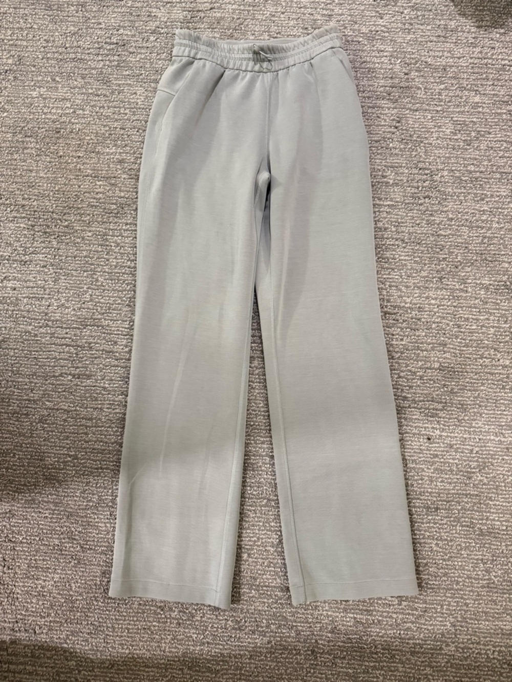 Lululemon Wide Leg Pants Gray Drawstring High Rise Lounge Travel Athleisure Sz 4